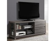 DARK TAUPE RECLAIMED LOOK 60 L TV CONSOLE TEMPERED GLASS