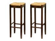 Set of 2 Rush Seat 24 Inches Stool Assembled