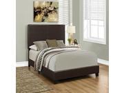 BED QUEEN SIZE DARK BROWN LEATHER LOOK FABRIC