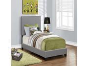 BED TWIN SIZE GREY LEATHER LOOK FABRIC