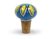 Epicureanist Blue and Yellow Floral Ceramic Bottle Stopper