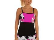 Tournament Collection Classic Color Block Tank in black fushia and fushia ball print size S Multi color