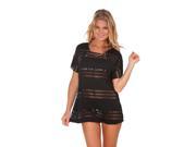 Blue Sky Swimwear Short Sleeve Cover Up with Cut Out Detail Size S Black
