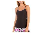 Tournament Collection French Open Back Tank in black and fushia ball print size S Black