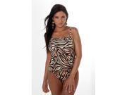 Jungle Love Banded Tankini Top Top Only Small Brown