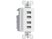 USB Chargers Quad Outlet WH