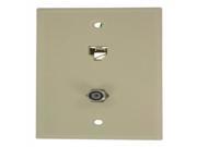 4 Pair With F Connector Standard Plate Ivory