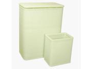 Chelsea Collection Hamper with Matching Square Wastebasket HERBAL GREEN