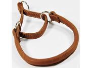 Dogline Round Leather Martingale Collar W1 3 L18 Brown