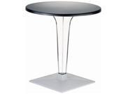 Ice Werzalit Top Square Dining Table with Transparent Base 24 inch Silver