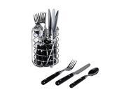 Gibson Palmdale Dinner Flatware Set 12 Piece Black 4 Spoons 4 Knives 4 Forks