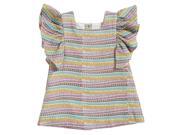 Rose Mixed Stripe Ruffle Top for 10 years Girls Green Color