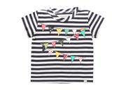Florence Stripe Bunting Applique Tee for 10 years Girls White Stripe Color