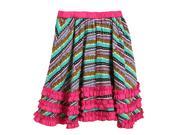 Imogen Mixed Stripe Layered Skirt for 10 years Girls Green Color