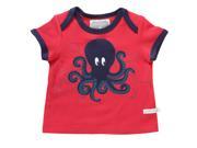 Rollin Octopus Applique Tee for 0 3 Months Baby Red Color