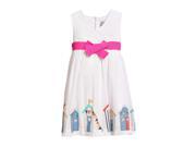 Minnie Beach Hut Border Print Dress for 10 years Girls White Color