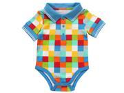 Amazin Multi Square Polo Bodysuit for 0 3 Months Baby Multi Color
