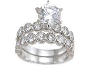 Plutus Sterling Silver Rhodium Finish CZ Brilliant Tiffany Style Wedding Ring