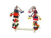 Large Rope Swing with Wood Blocks and Leather Bird Toy HB46259