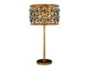 Madison Collection Table Lamp D 15.5 H 32 Lt 3 Golden Iron Finish Royal Cut Crystal Clear