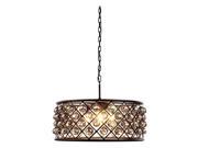 1214 Madison Collection Pendant Lamp D 25in H 10.5in Lt 6 Mocha Brown Finish Royal Cut Silver Shade Grey