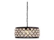 1214 Madison Collection Pendant Lamp D 25in H 10.5in Lt 6 Mocha Brown Finish Royal Cut Crystal Clear