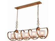 Europa Collection Pendant Lamp L 48 W 13 H 16 Lt 5 Golden Iron Finish