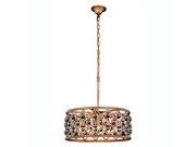 Madison Collection Pendant Lamp D 20 H 9 Lt 5 Golden Iron Finish Royal Cut Crystal Clear