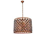 Madison Collection Pendant Lamp D 27.5 H 21 Lt 8 Golden Iron Finish Royal Cut Silver Shade Grey