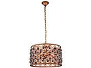 Madison Collection Pendant Lamp D 20 H 13 Lt 6 Golden Iron Finish Royal Cut Crystal Clear
