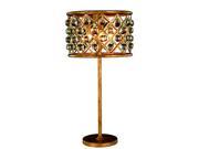 Madison Collection Table Lamp D 15.5 H 32 Lt 3 Golden Iron Finish Royal Cut Crystal Clear