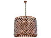 Madison Collection Pendant Lamp D 35.5 H 28 Lt 12 Golden Iron Finish Royal Cut Silver Shade Grey