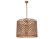 Madison Collection Pendant Lamp D 35.5 H 28 Lt 12 Golden Iron Finish Royal Cut Crystal Clear