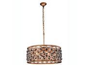 Madison Collection Pendant Lamp D 25 H 10.5 Lt 6 Golden Iron Finish Royal Cut Crystal Clear