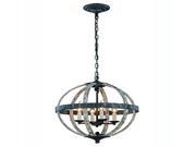 Orbus Collection Pendant Lamp D 18 H 22 Lt 4 Ivory wash Steel grey Finish
