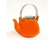 Ceramic 36 oz Tea Pot with Stainless Steel Lid Infuser Orange