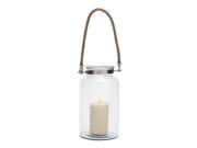 Gls Mtl Lantern Rop Hndl 8 Inches Width 14 Inches Height