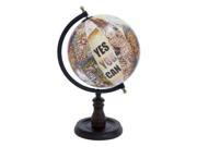 Mtl Wd Globe 15 Inches Height 8 Inches Width