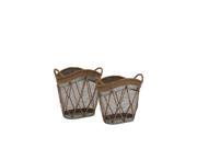 Metal Burlap Basket Set Of 2 19 Inches 18 Inches Width
