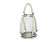 Mtl Rope Gls Lantern 9 Inches Width 18 Inches Height