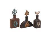 Metal Stopper Bottle Set Of 3 9 Inches Width 11 Inches