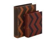 Wood Lthr Book Box Set Of 2 12 Inches 9 Inches Height