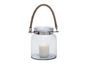 Gls Mtl Lantern W Rope 8 Inches Width 10 Inches Height
