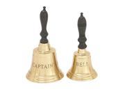 Mtl Wd Gld Captn Bell Set Of 2 12 Inches 13 Inches Height