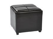 Nesting Storage Ottomans Faux Leather W Tray Fully Assembled Espresso