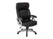 Executive Bonded Black Leather Chair with Padded Height Adjustable Arms and Silver Coated Nylon Base