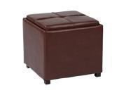 Nesting Storage Ottomans Faux Leather W Tray Fully Assembled Red