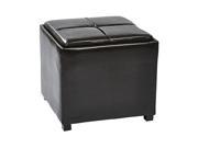 Nesting Storage Ottomans Faux Leather W Tray Fully Assembled Black