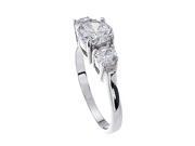 Plutus Sterling Silver Platinum Finish Brilliant Three Stone Engagement Ring