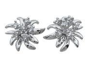 Plutus Brands Sterling Silver High Polish Round Cut CZ Flower Earrings